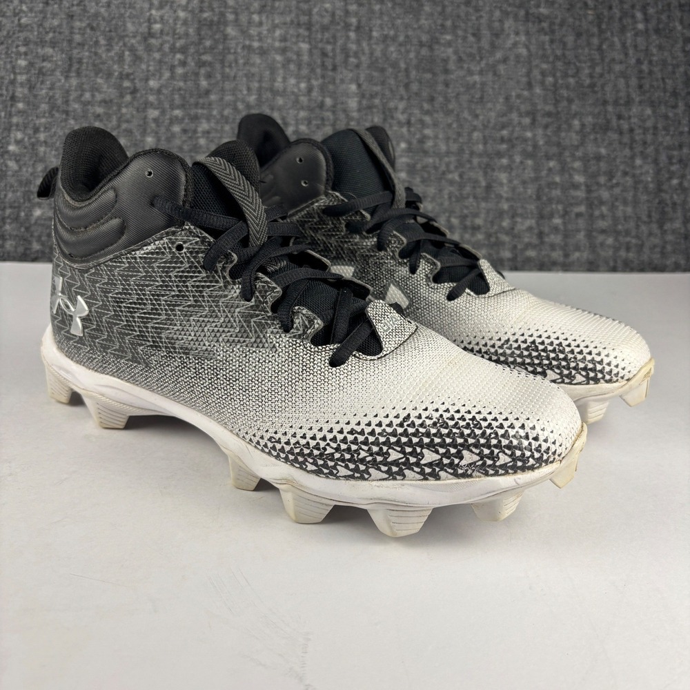 Under Armour Leadoff Mid RM Baseball Cleats Size 8.5 Black White 3026339-001